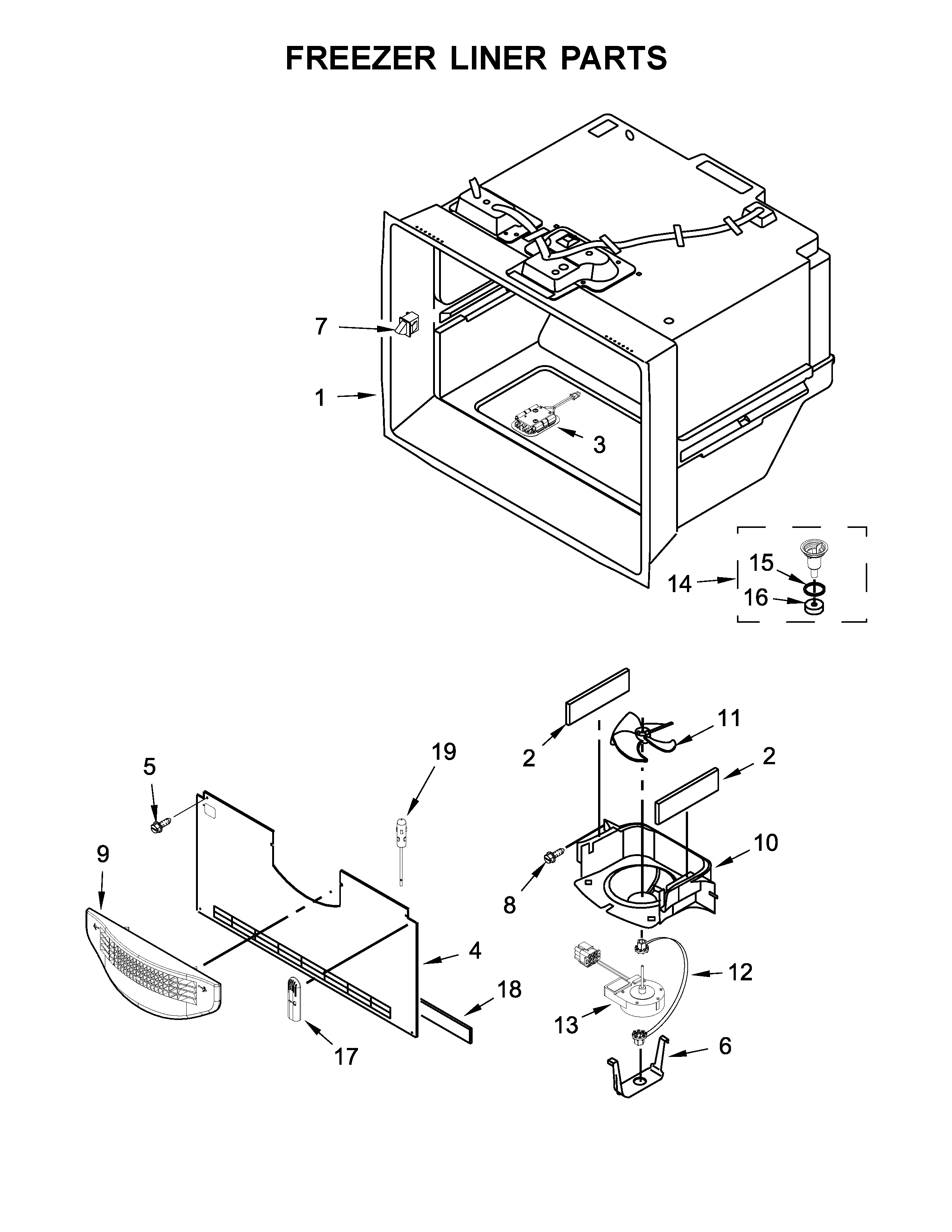 Freezer liner parts