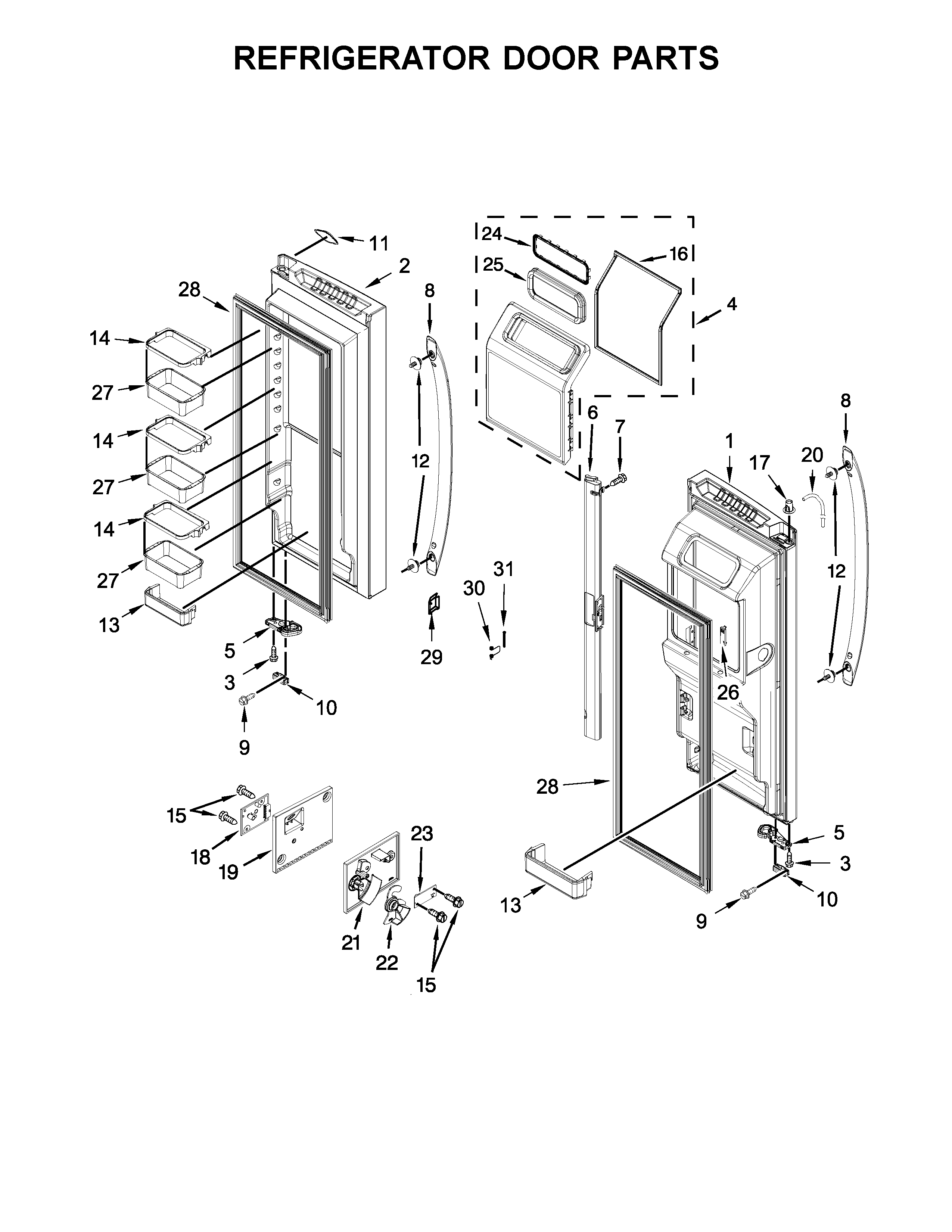 Refrigerator door parts