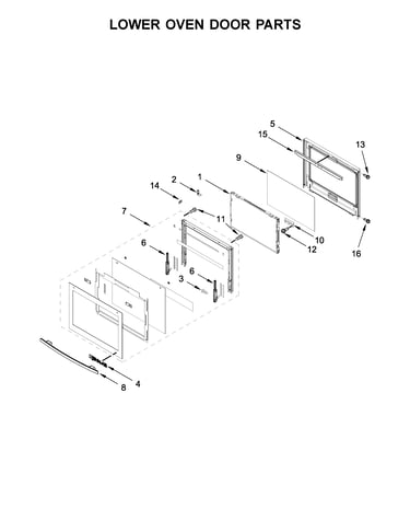 Lower oven door parts