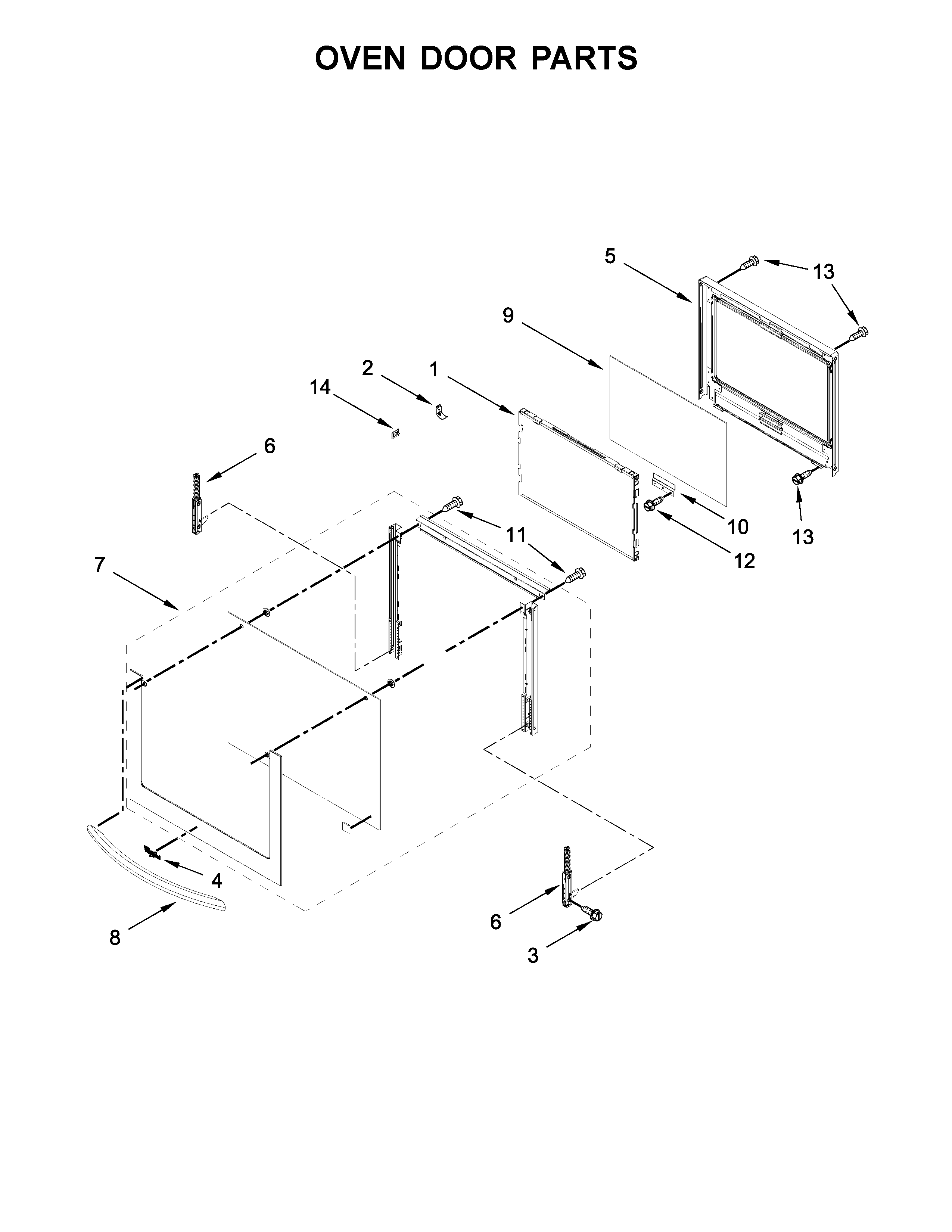 Oven door parts