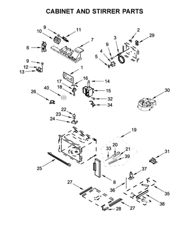 Cabinet and stirrer parts