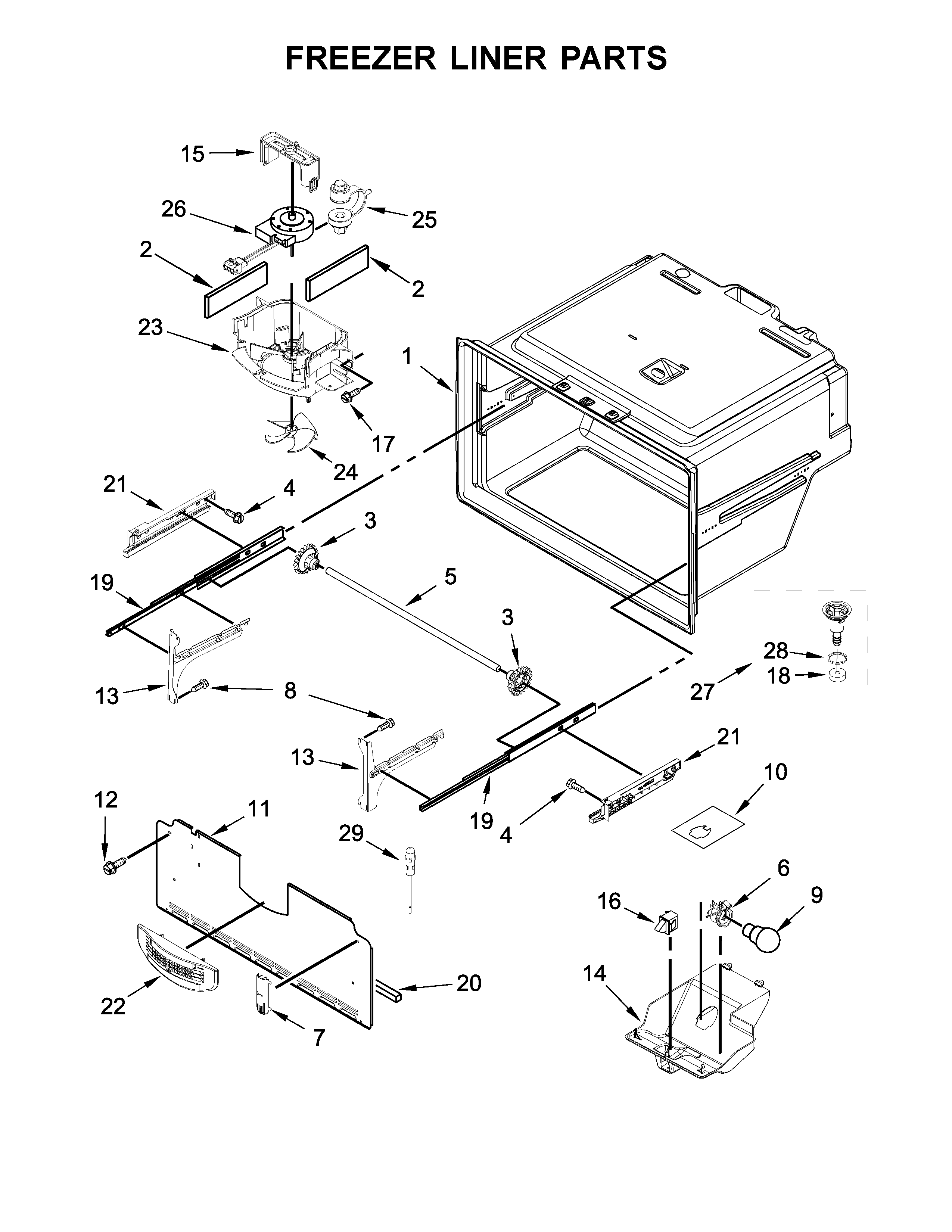 Freezer liner parts