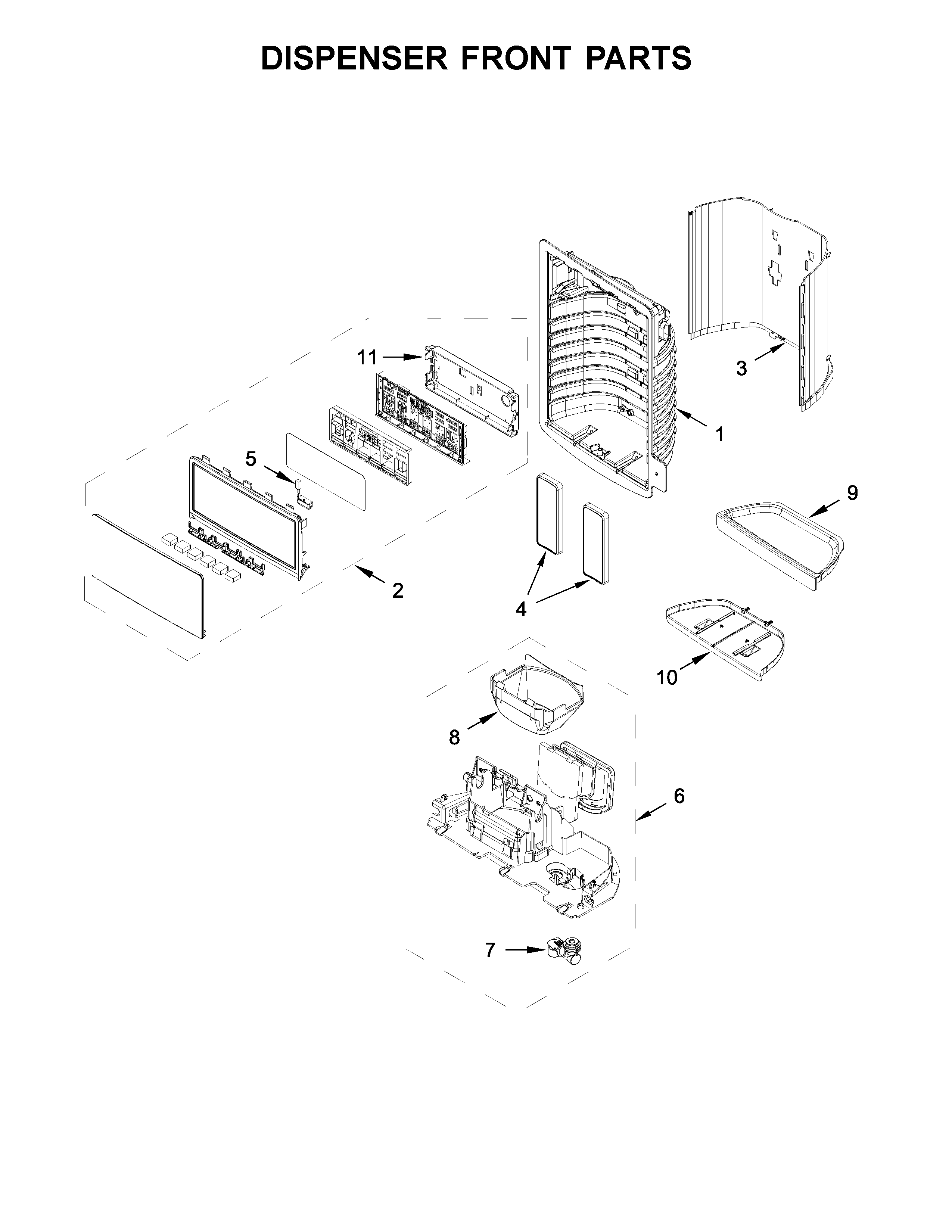 Dispenser front parts