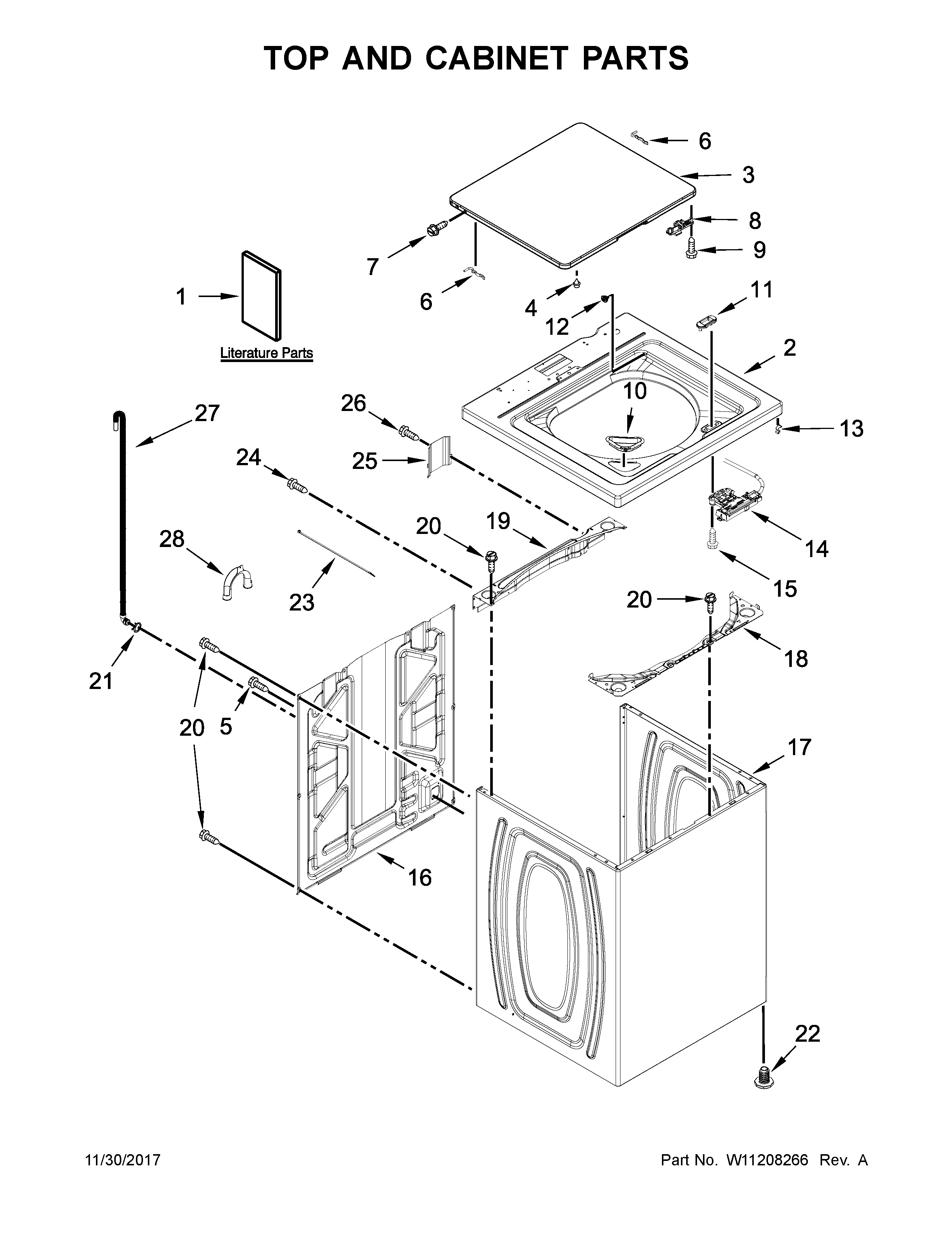 Top and cabinet parts