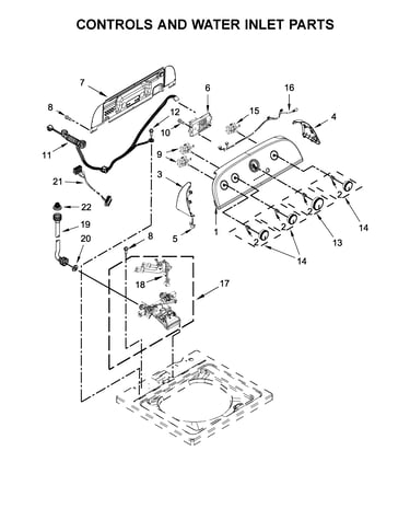 Controls and water inlet parts