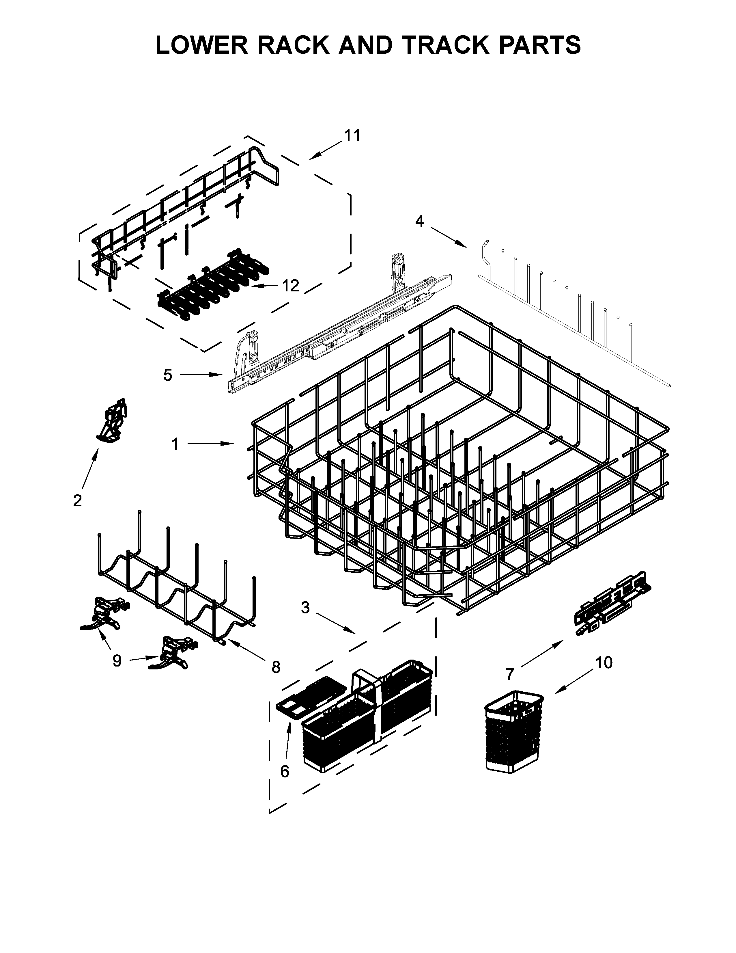Lower rack and track parts