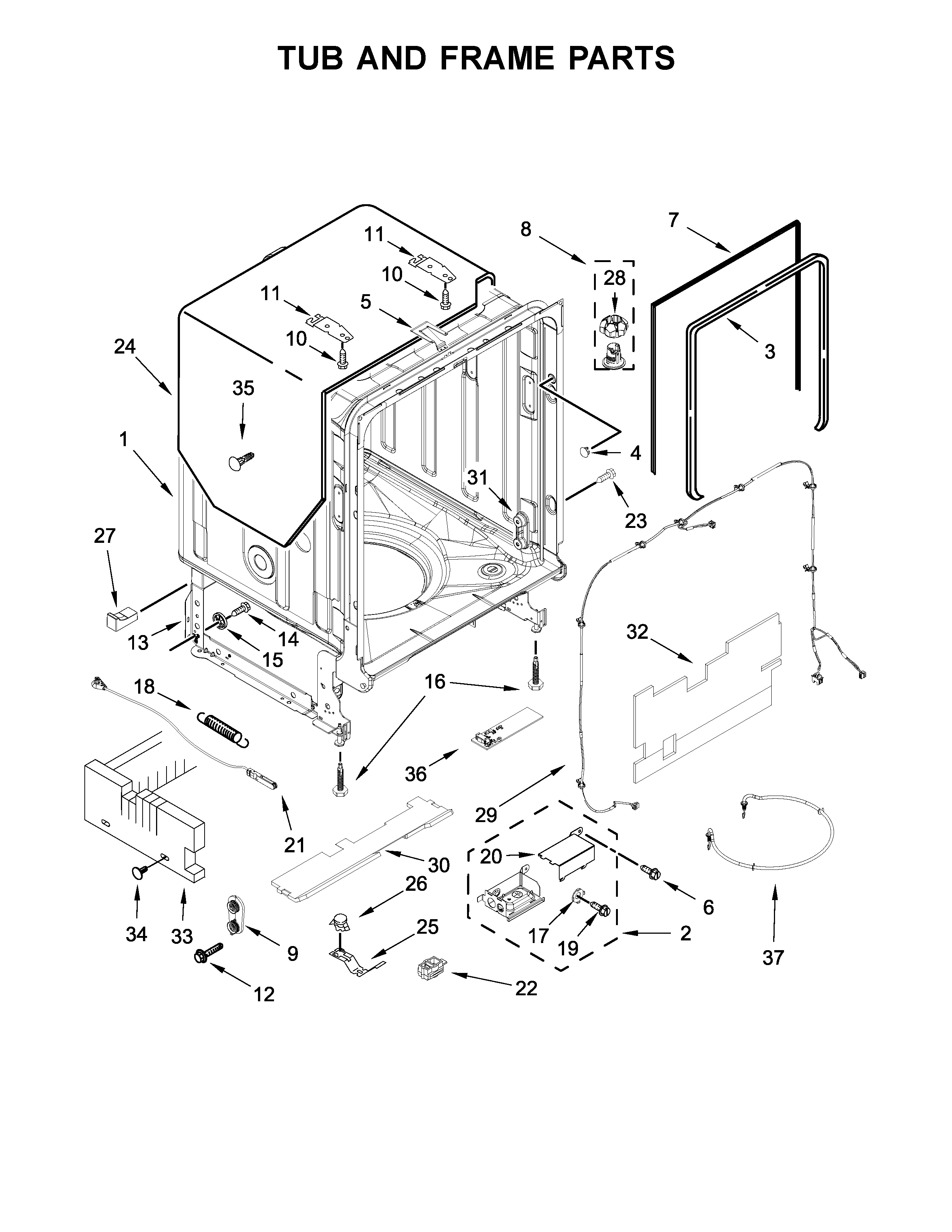 Tub and frame parts