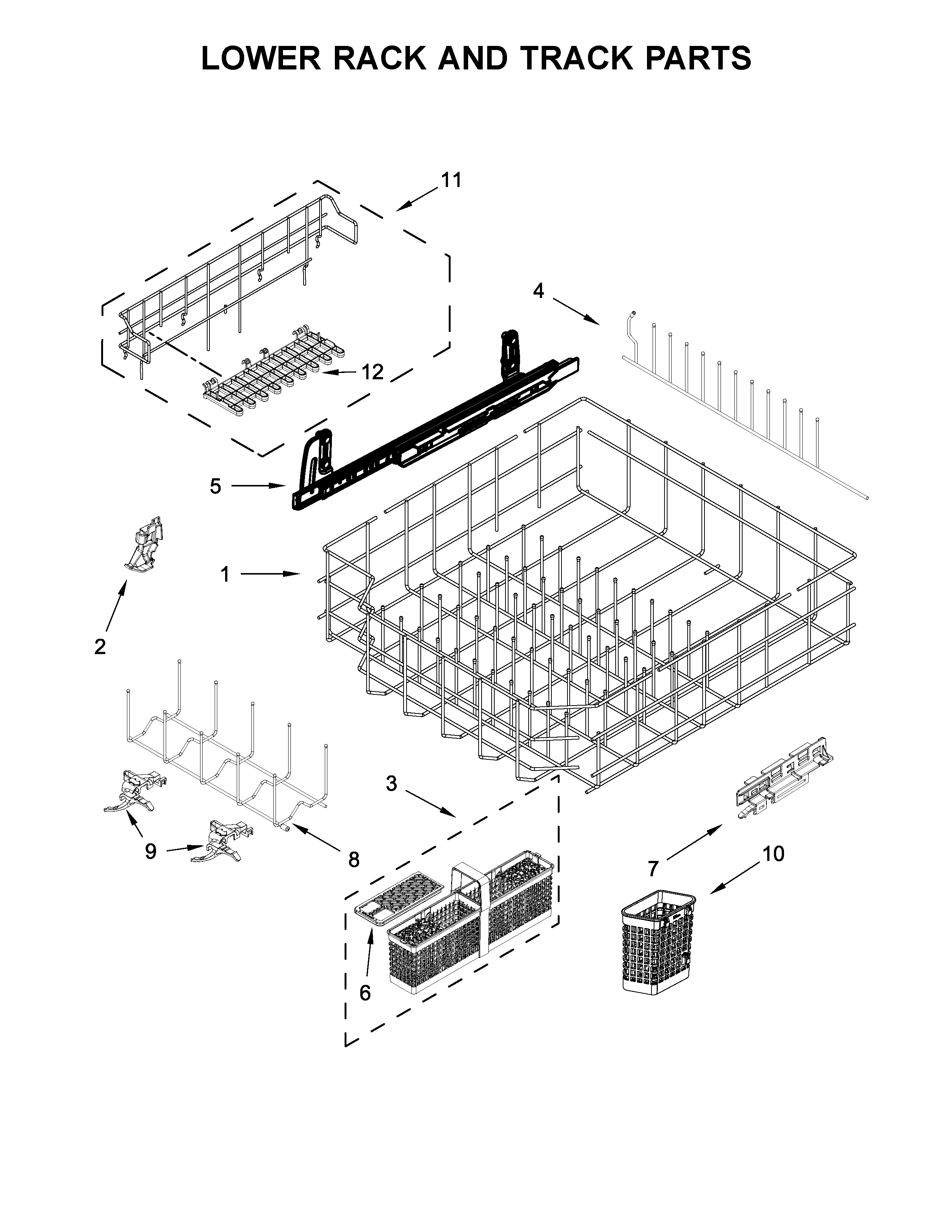 Lower rack and track parts