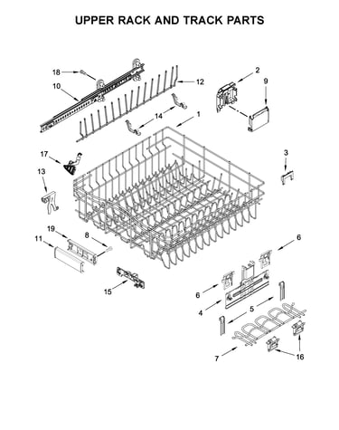 Upper rack and track parts