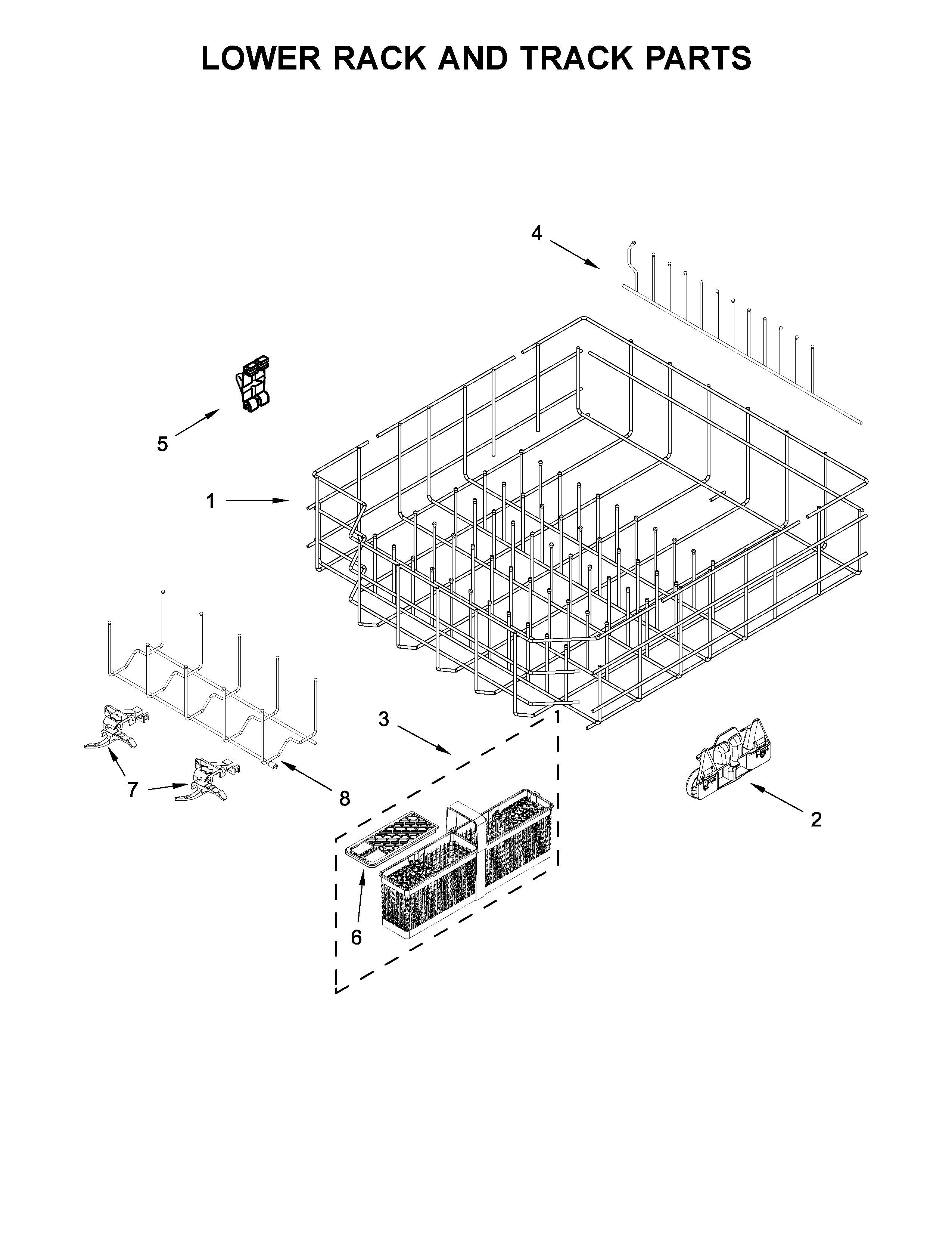 Lower rack and track parts
