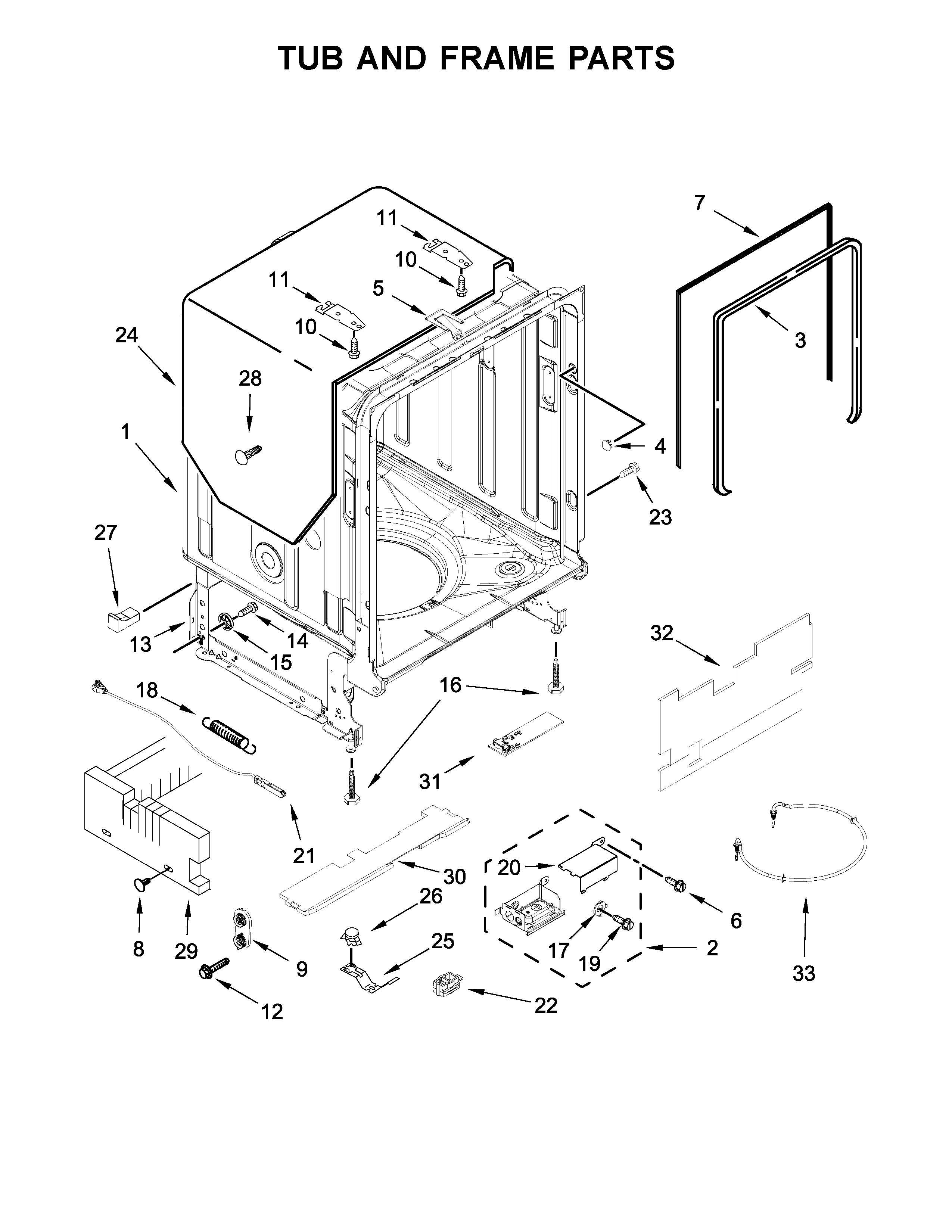 TUB AND FRAME PARTS