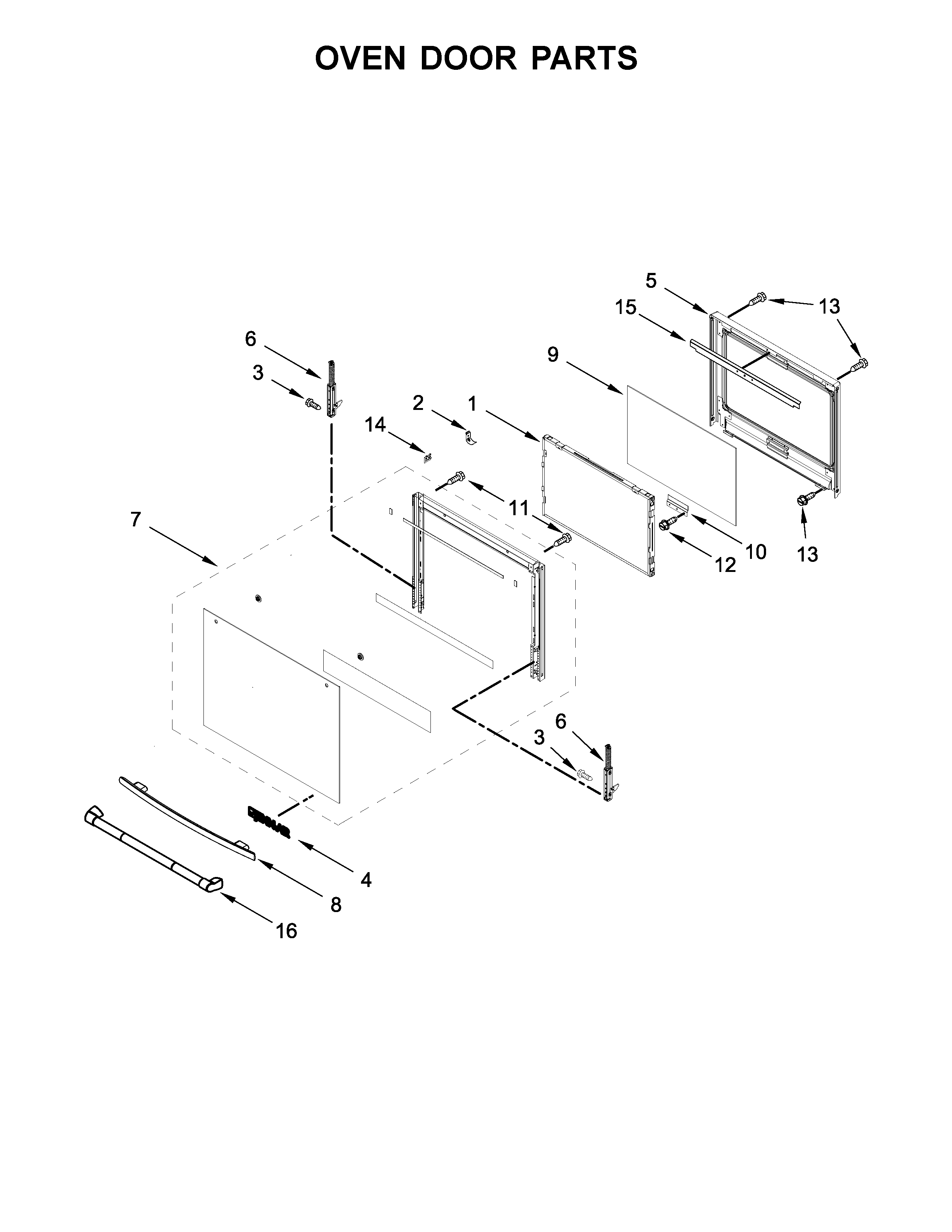 Oven door parts
