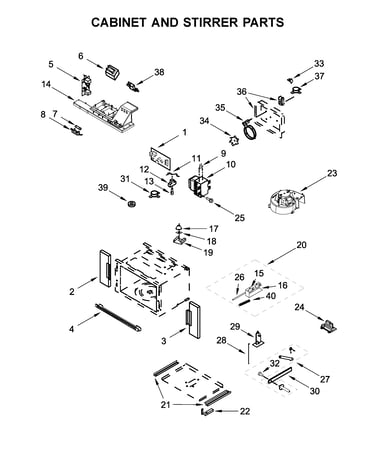 Cabinet and stirrer parts