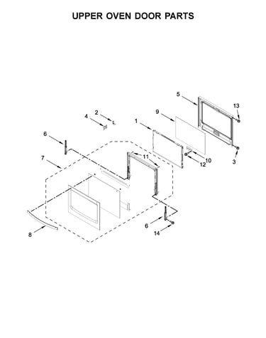 Upper oven door parts