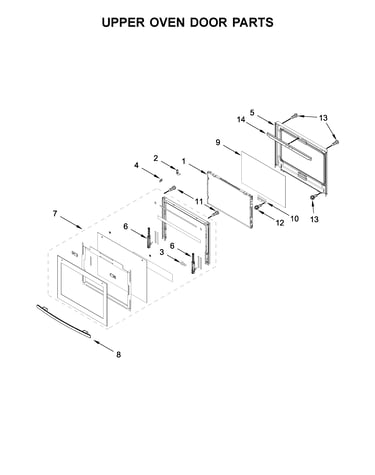Upper oven door parts