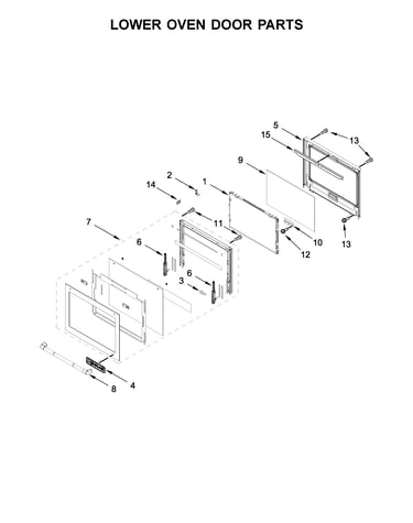 Lower oven door parts