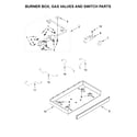 Whirlpool WCG55US0HW00 burner box, gas valves and switch parts diagram