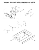 Burner box, gas valves and switch parts