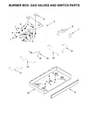 Burner box, gas valves and switch parts
