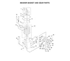 Whirlpool WET4024HW0 washer basket and gear parts diagram