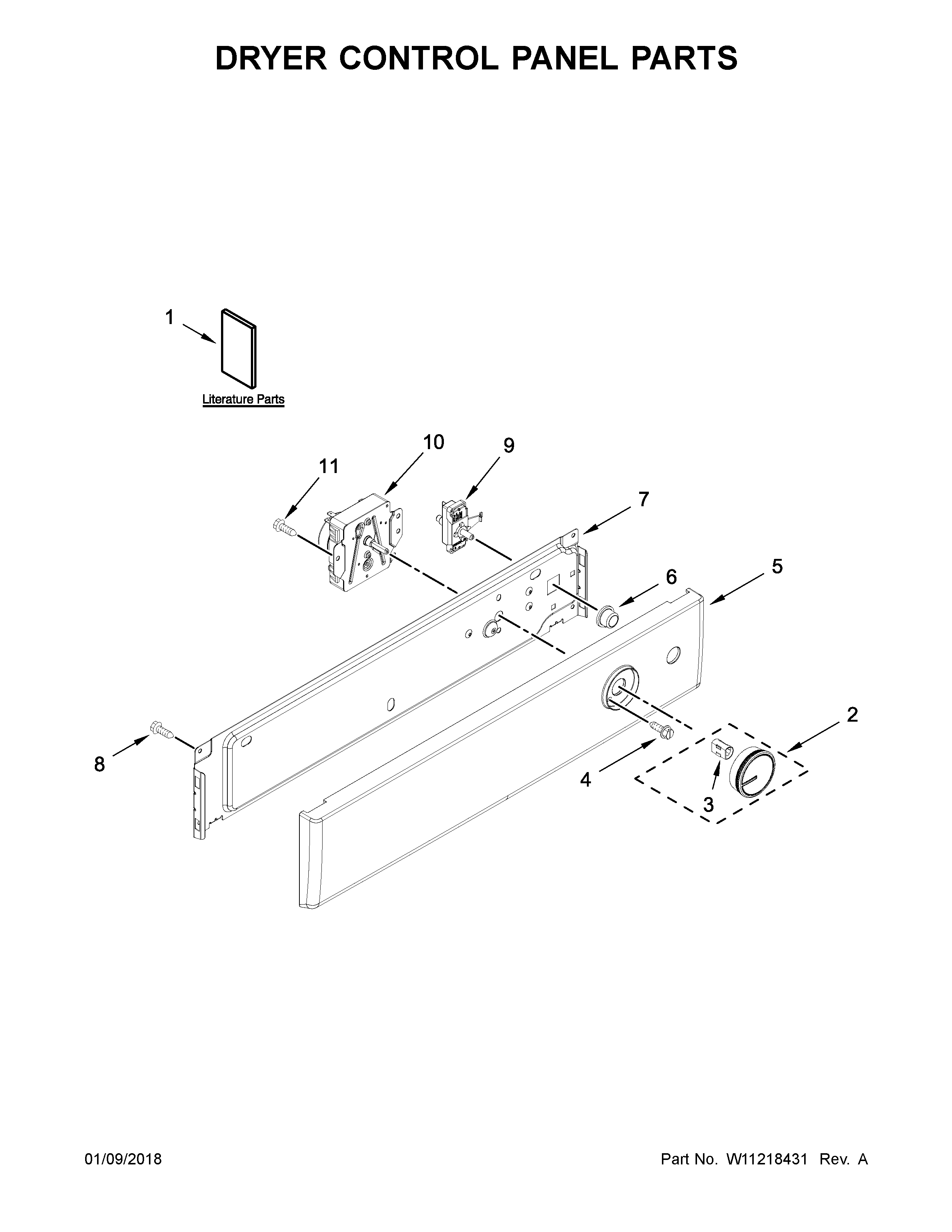 Dryer control panel parts