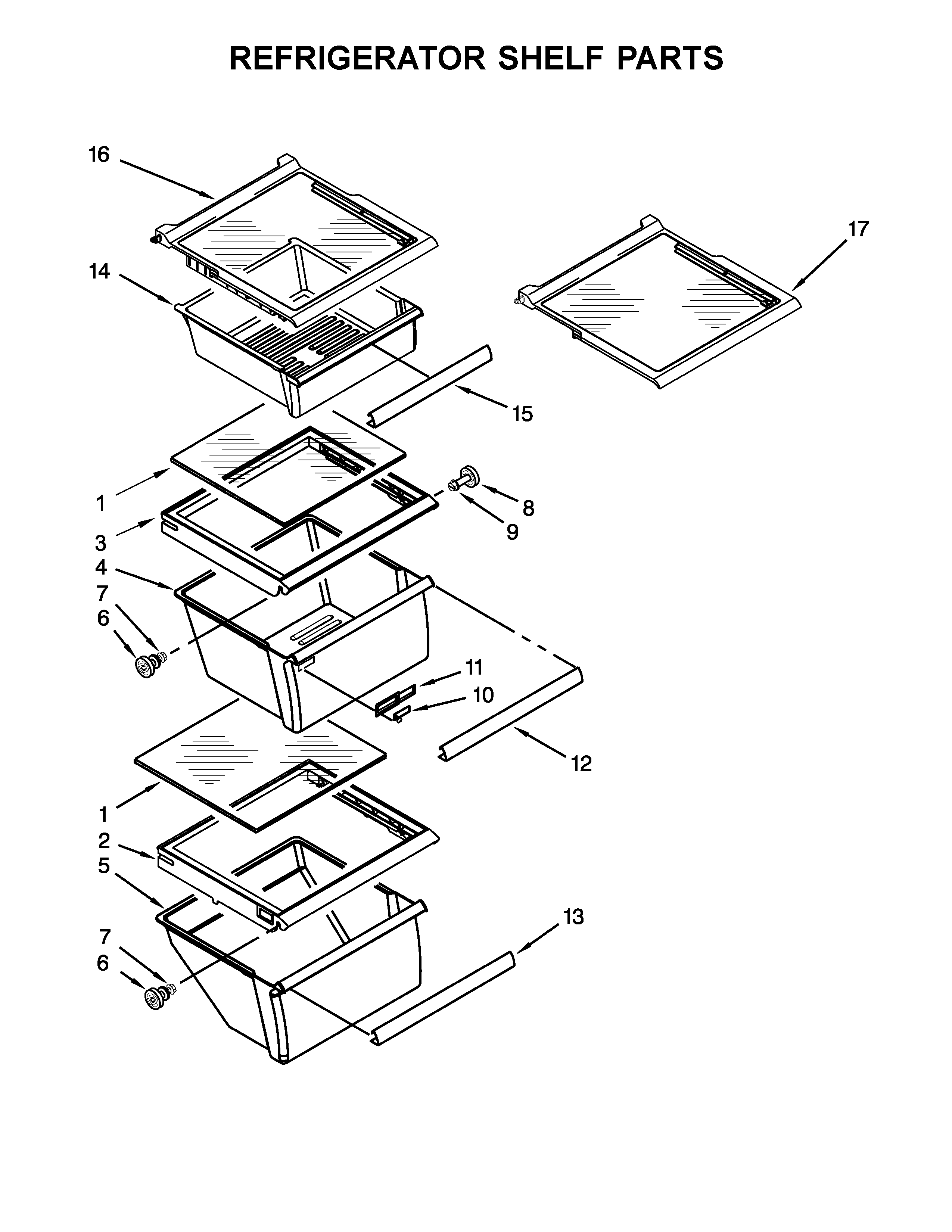 Refrigerator shelf parts