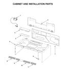Cabinet and installation parts