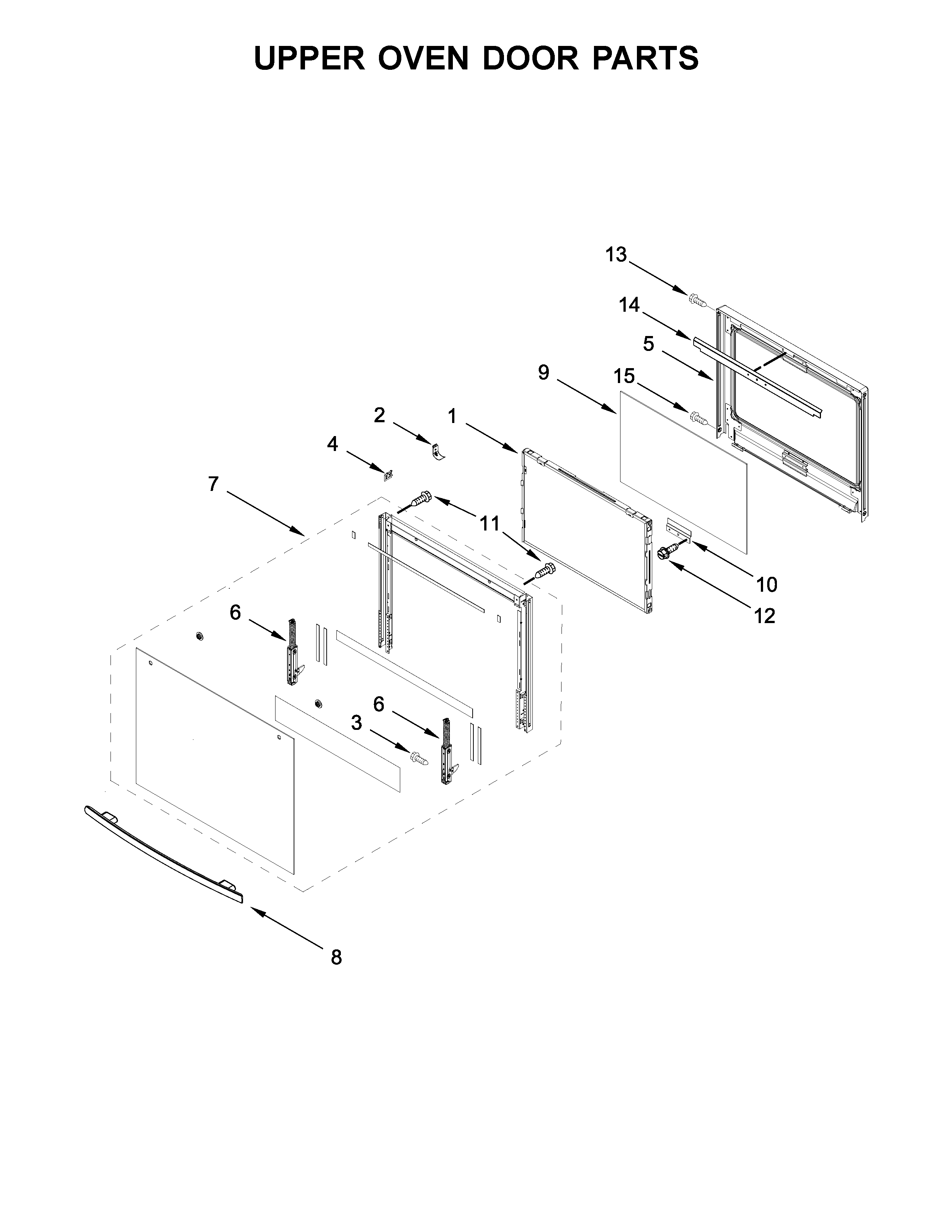 Upper oven door parts
