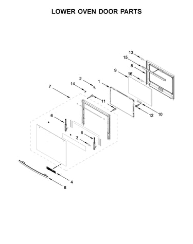 Lower oven door parts