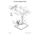 Whirlpool 3LWED4705FW0 top and console parts diagram