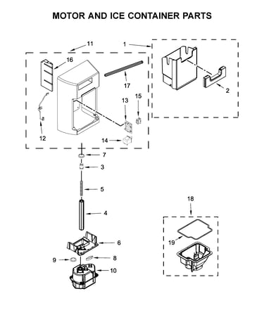 Motor and ice container parts