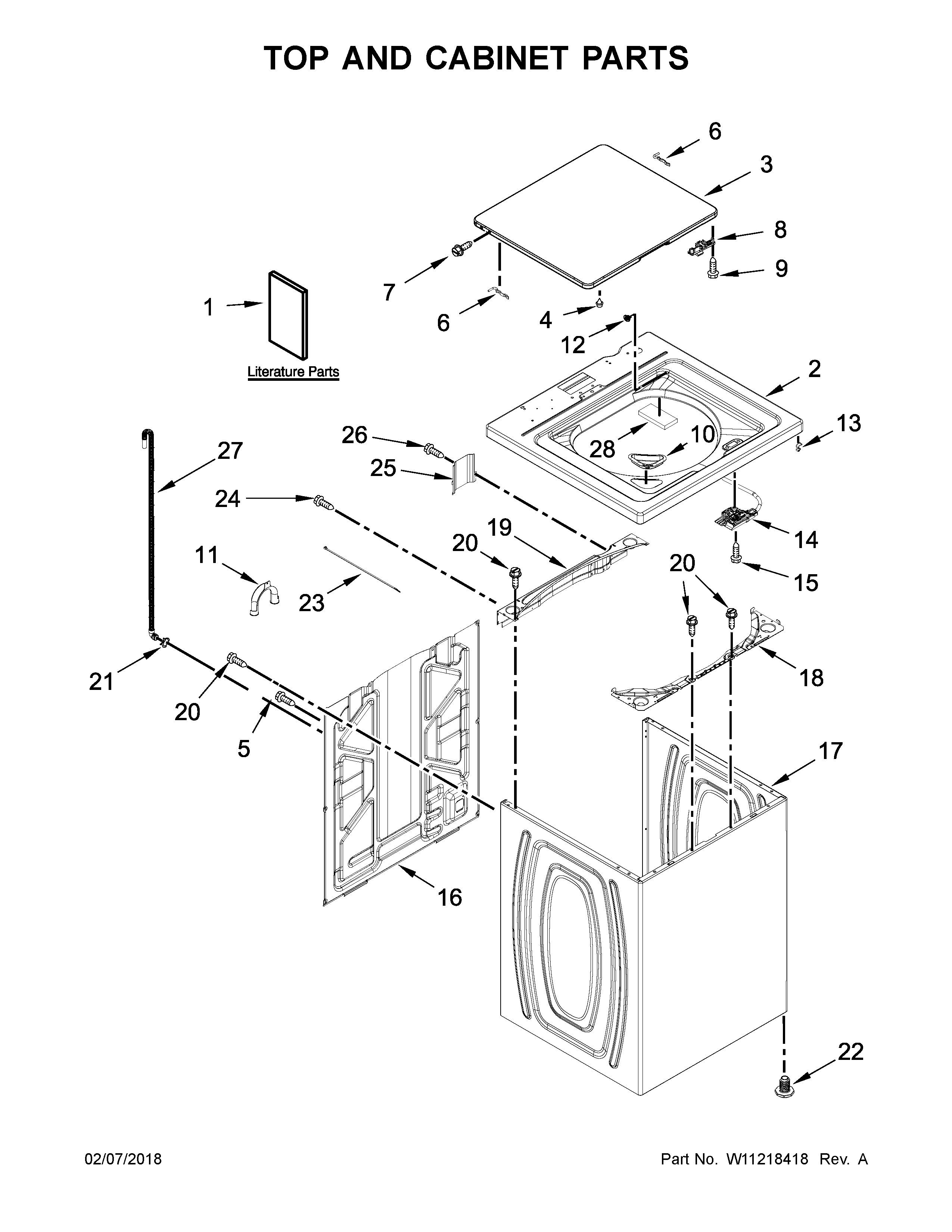 Top and cabinet parts