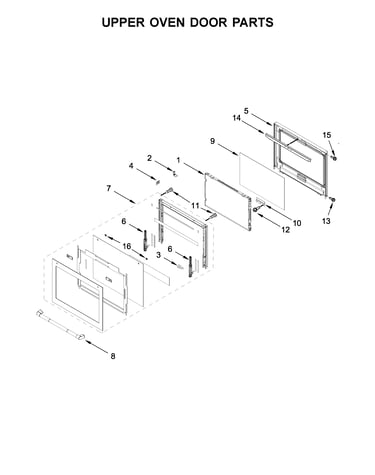 Upper oven door parts