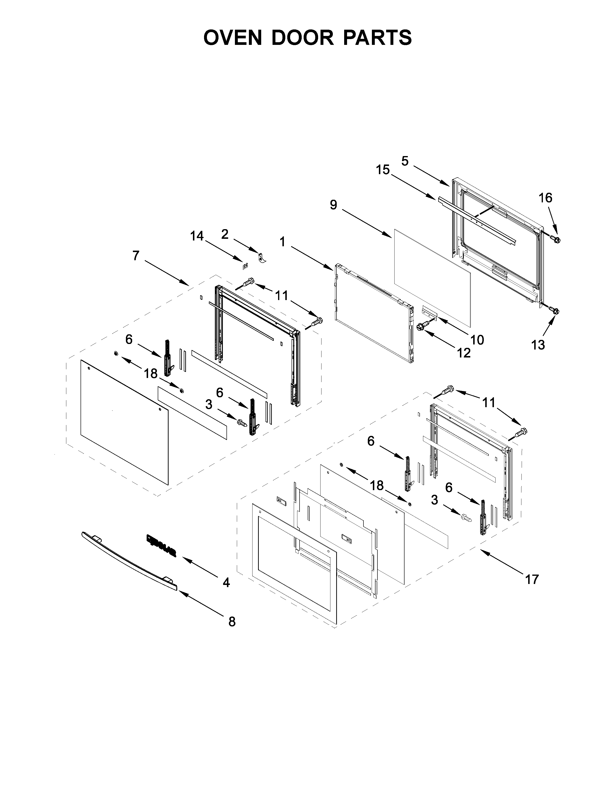 Oven door parts