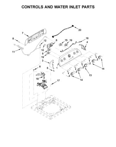 Controls and water inlet parts