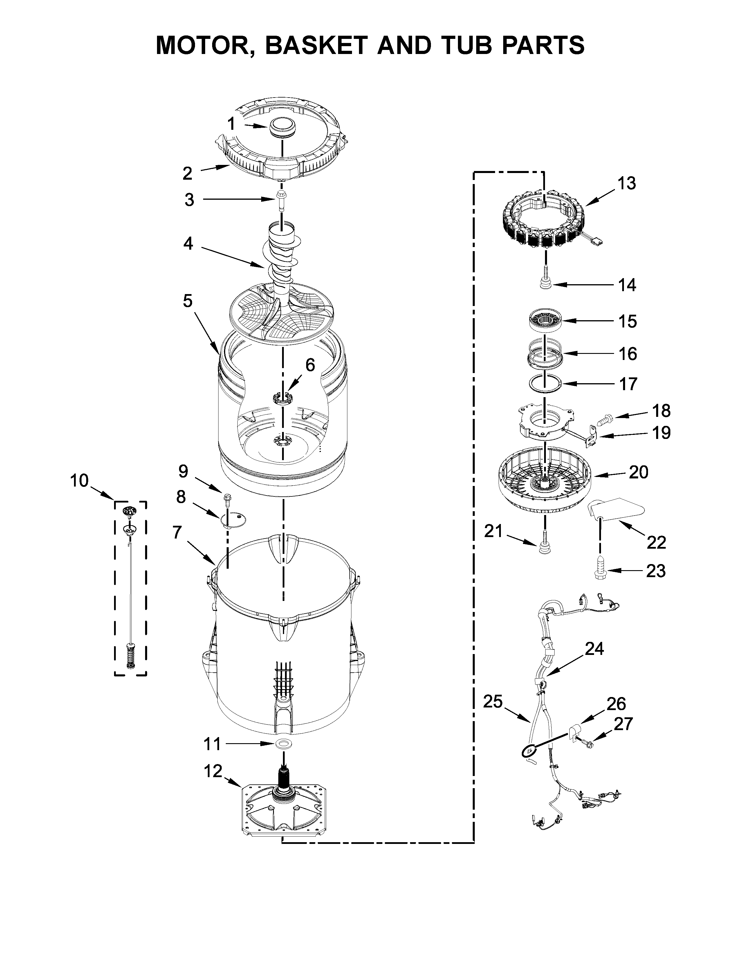 MOTOR, BASKET AND TUB PARTS