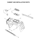 Cabinet and installation parts