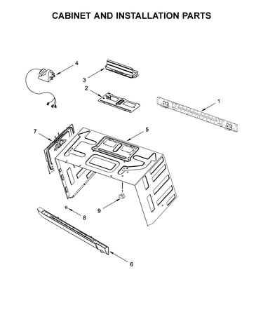 Cabinet and installation parts