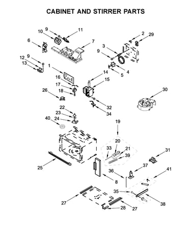 Cabinet and stirrer parts