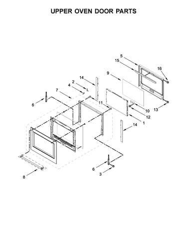 Upper oven door parts