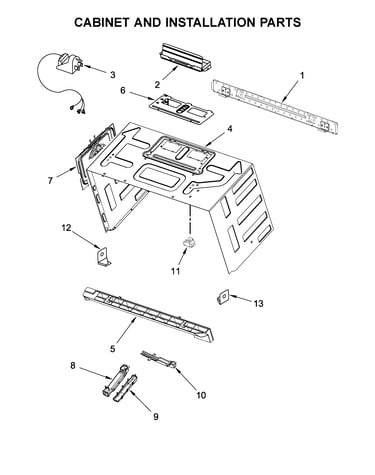 Cabinet and installation parts
