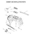 Cabinet and installation parts
