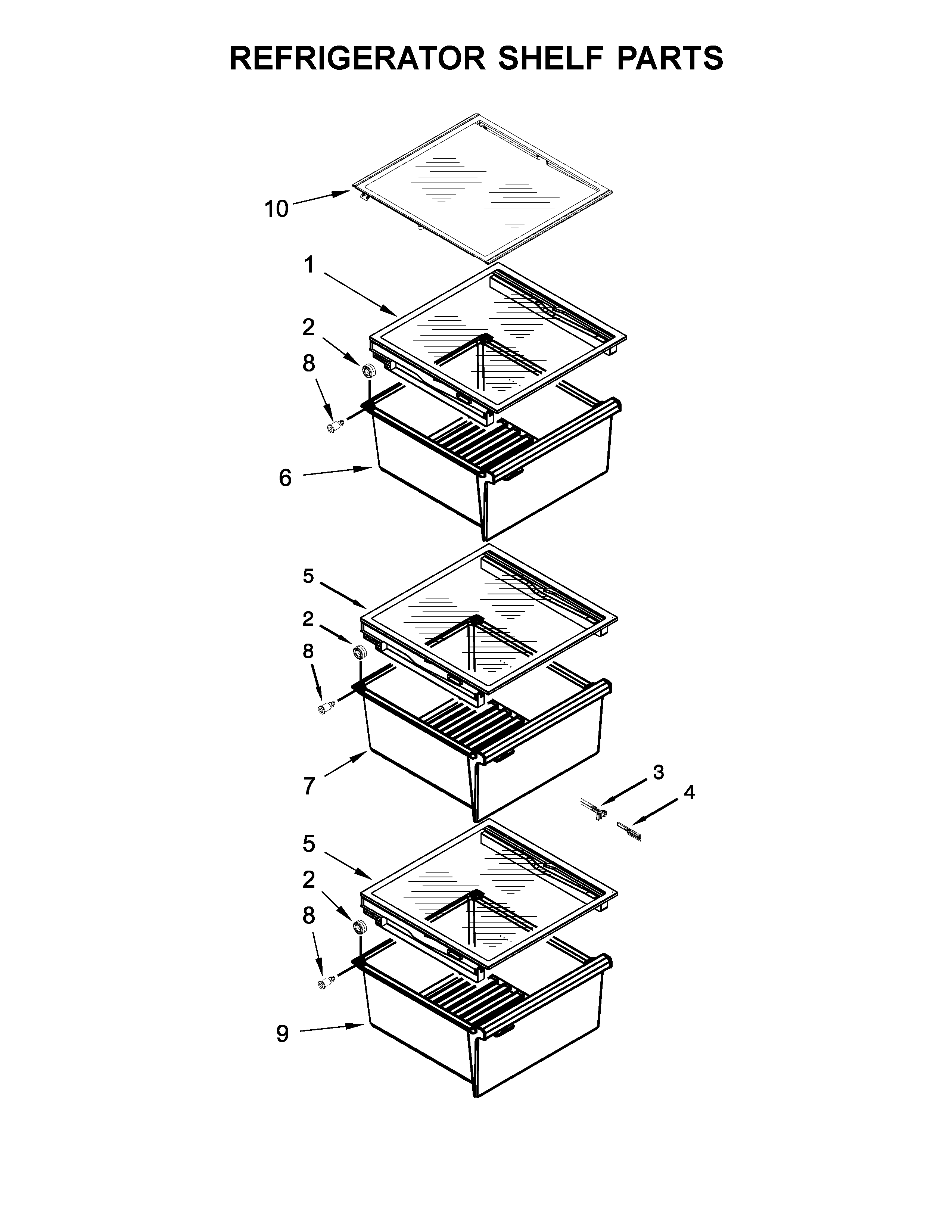 Refrigerator shelf parts