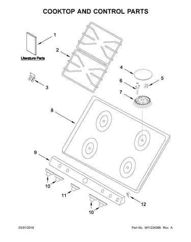 Cooktop and control parts