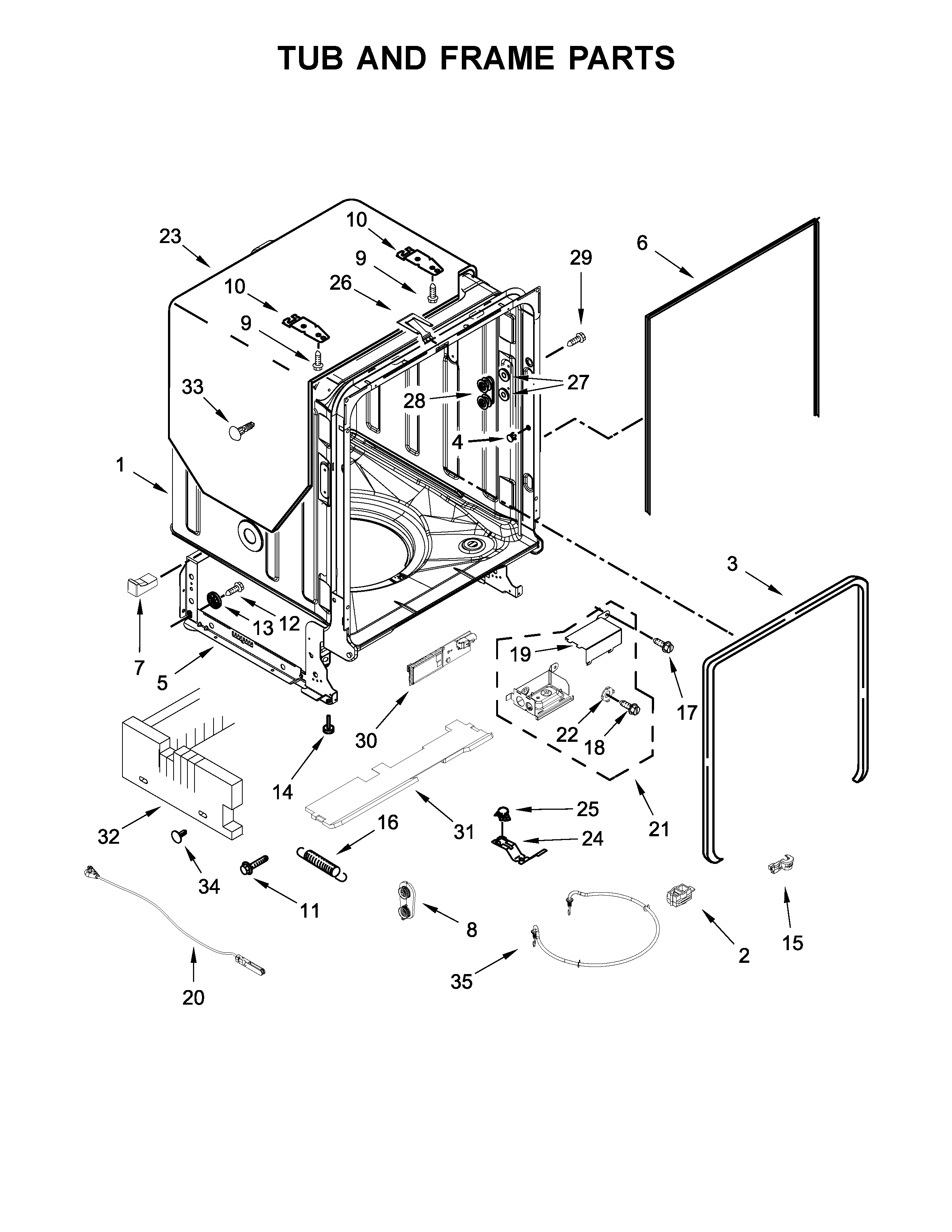 TUB AND FRAME PARTS