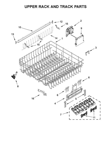 Upper rack and track parts