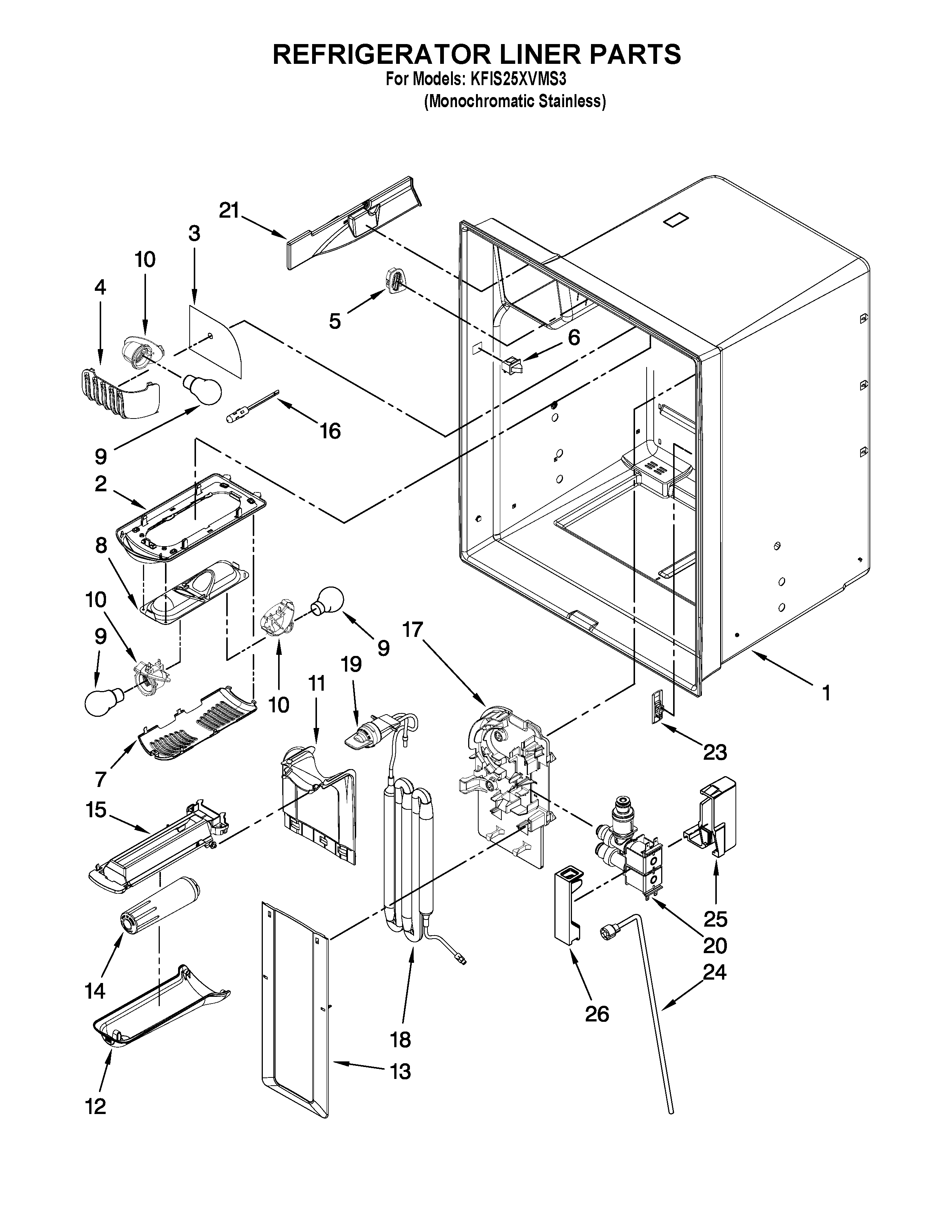 Refrigerator liner parts
