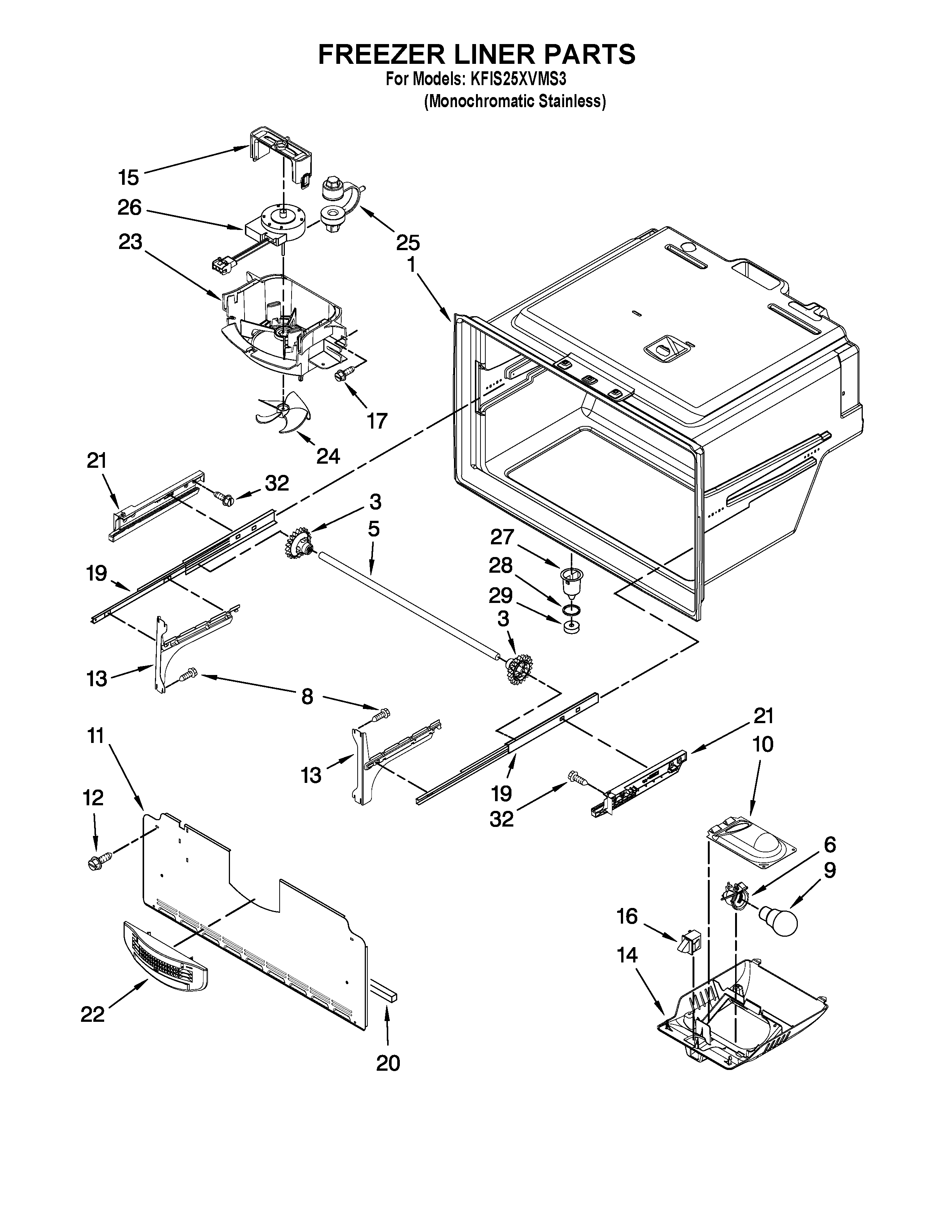Freezer liner parts