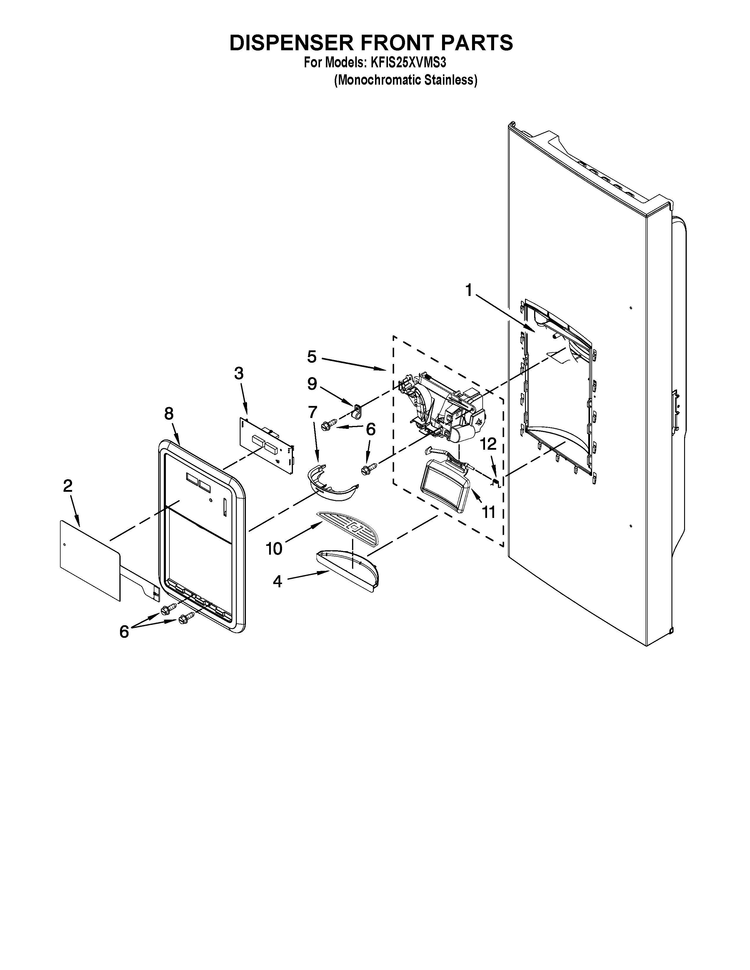 Dispenser front parts