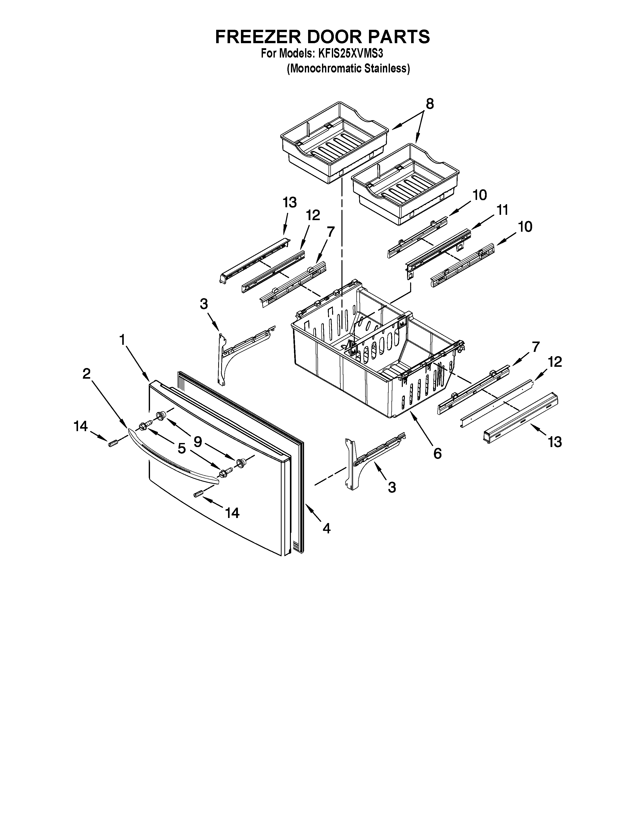 Freezer door parts